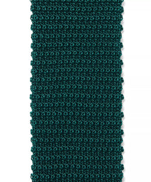 Bottle Green Plain Knitted Silk Tie Square Tip