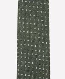 Green & White Four Dot Floral Motif Silk Tie