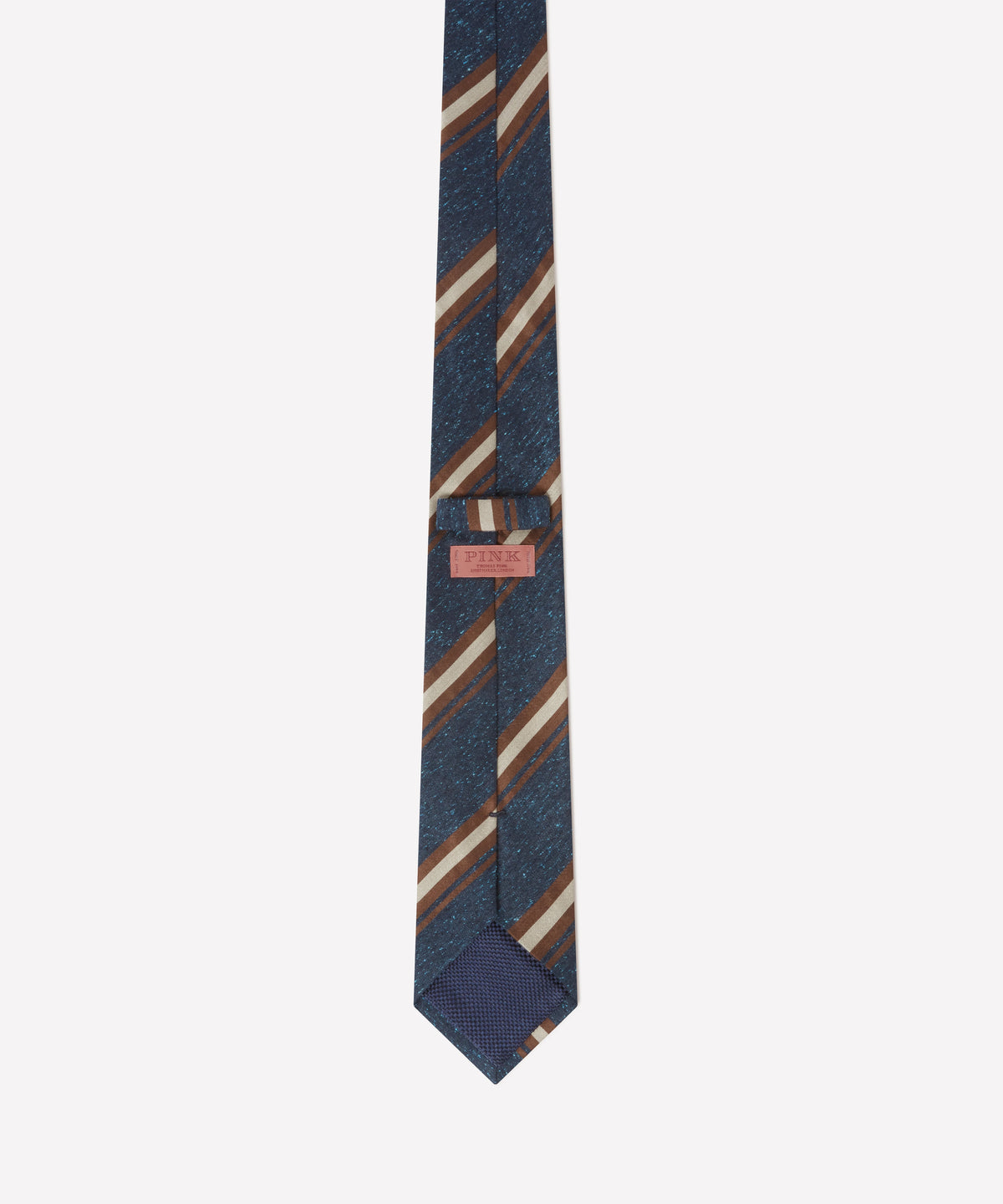 Blue & Neutral Slub Contrast Stripe Silk Tie