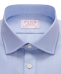 Pale Blue Slim Fit Twill Herringbone Formal Shirt