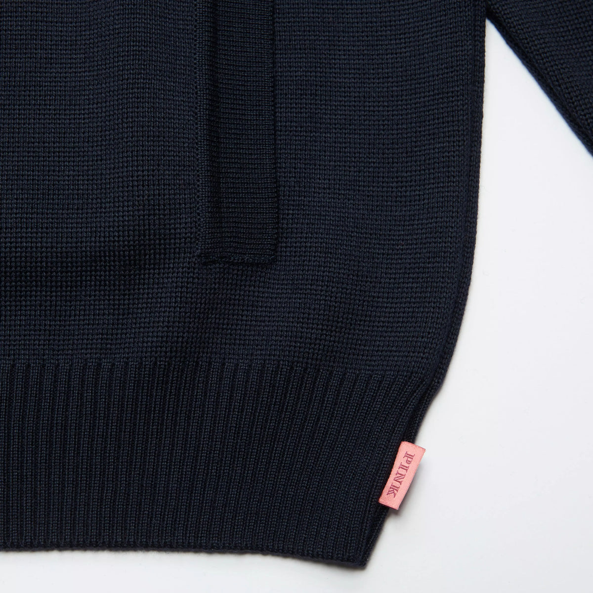 Navy Blue Knitted Merino Wool Zipped Bomber