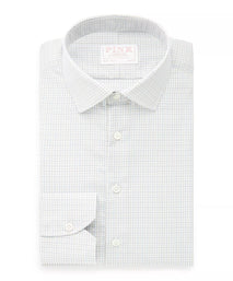 Beige & White Slim Fit Shadow Casual Check Formal Shirt