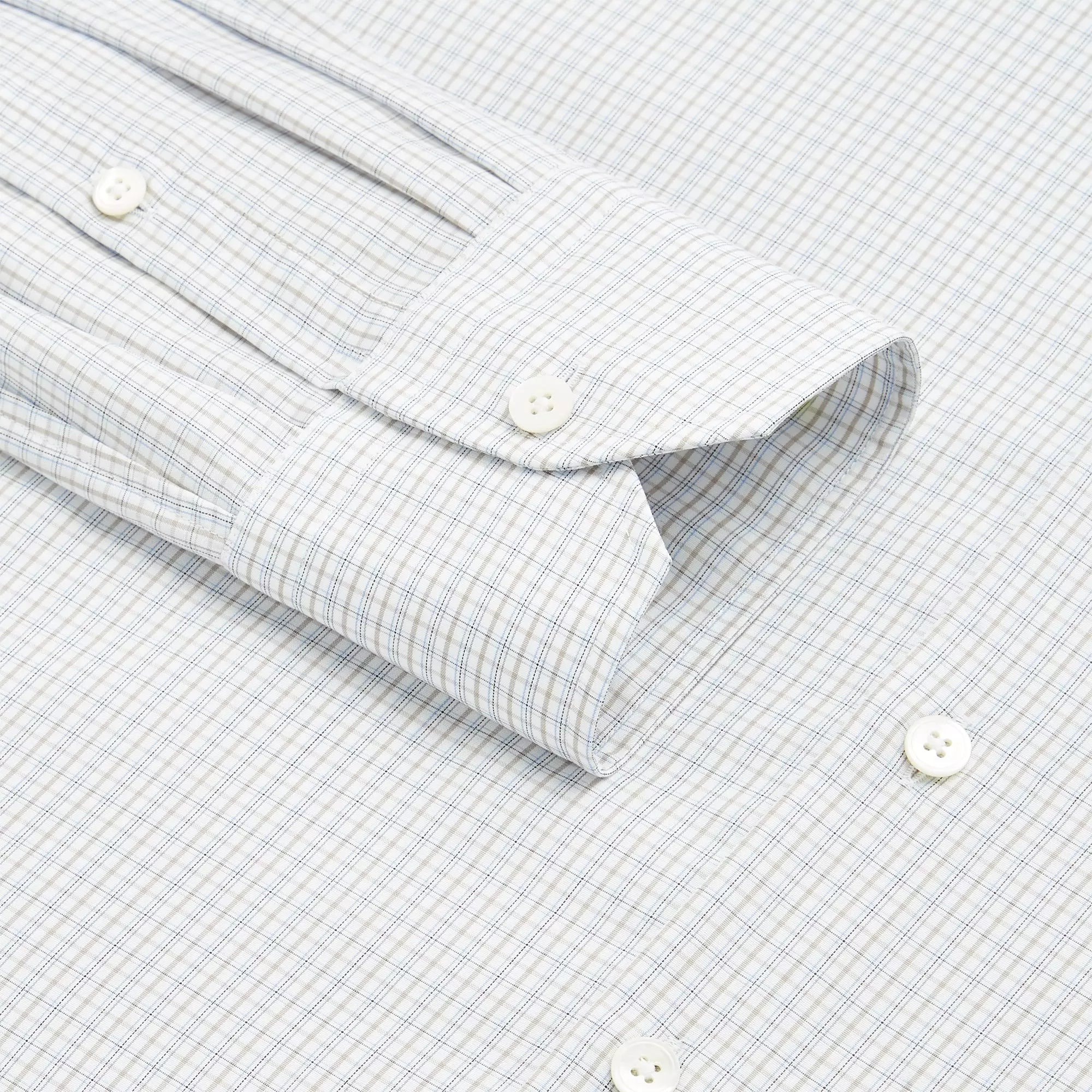 Beige & White Slim Fit Shadow Casual Check Formal Shirt