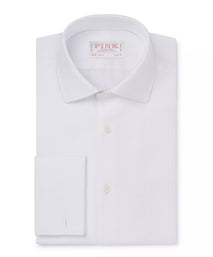 White Slim Fit Double Cuff Marcella Twill Evening Shirt