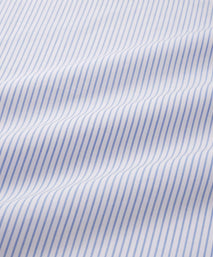 Blue & White Tailored Fit Double Cuff Panama Medium Stripe Formal Shirt