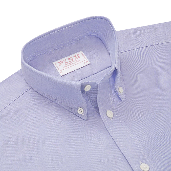 Blue Slim Fit Smart Casual Open Weave Oxford Shirt