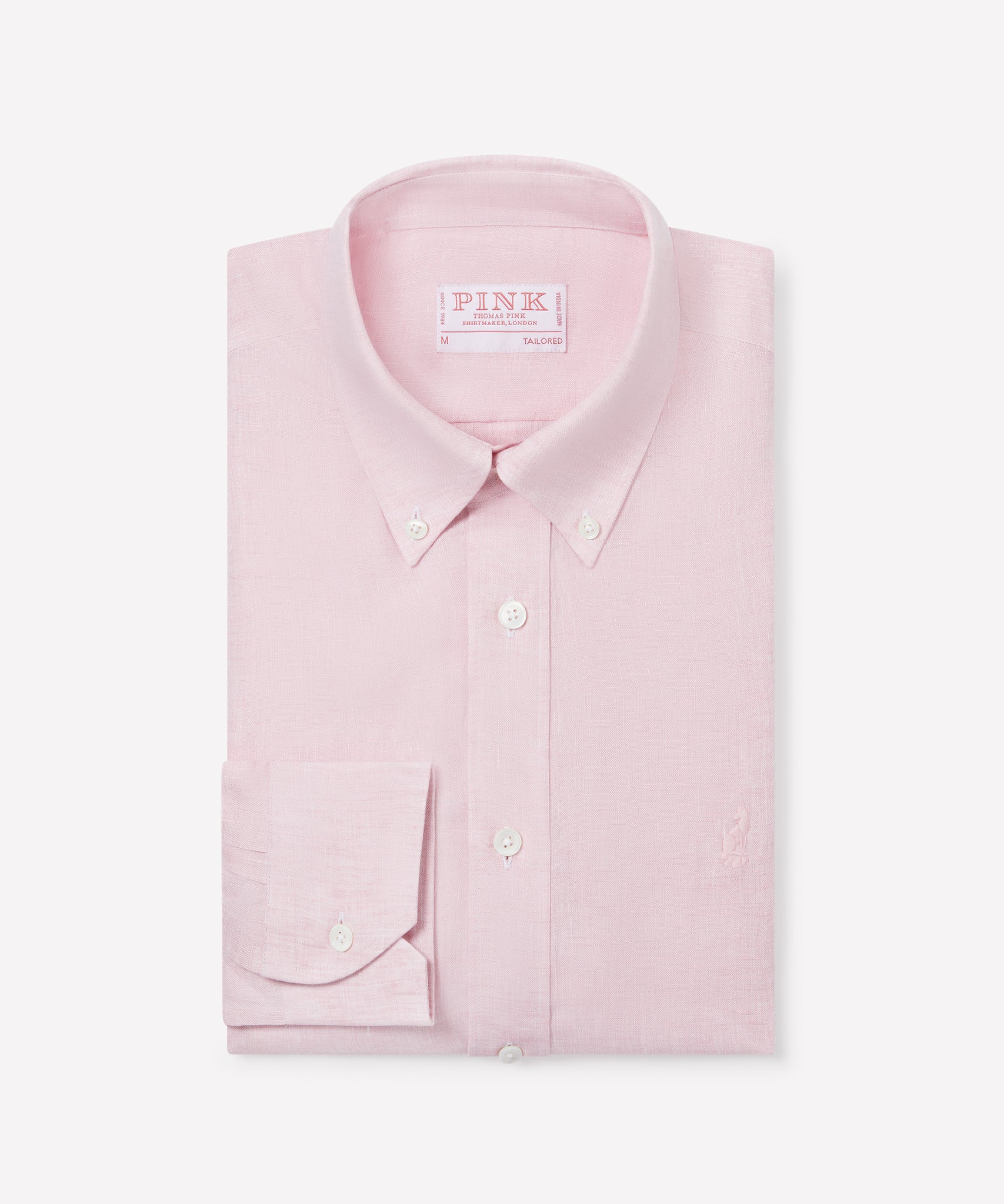 Pale Pink Tailored Fit Essential Linen Button Down Smart Casual Shirt