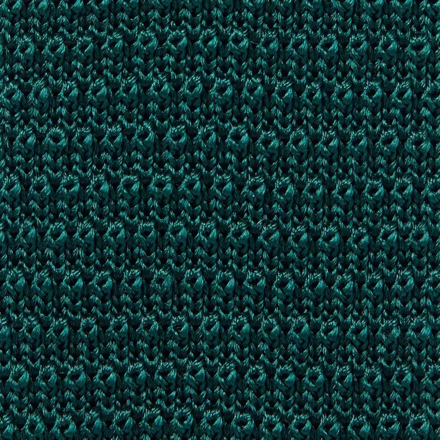 Bottle Green Plain Knitted Silk Tie Square Tip
